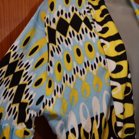 Venini Y2K Cropped Bold Colorful Geometric Print Open-Front Cardigan XL - Picture 4 of 16